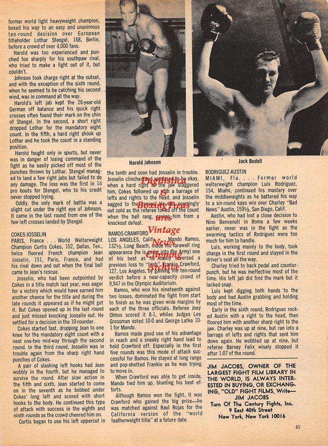 Boxing News Clipping #1004 - Harold Johnson, Jack Bodell