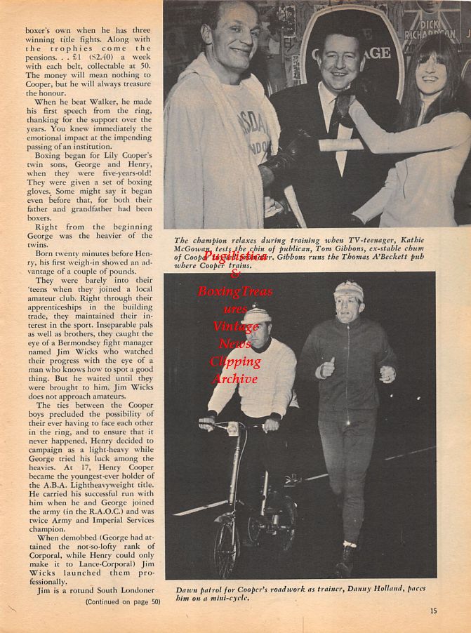 Boxing News Clipping #1011 - Joe Louis, Carlos Ortiz, Boxing Writers Dinner, Henry Cooper, Tom Gibbons, Danny Holland