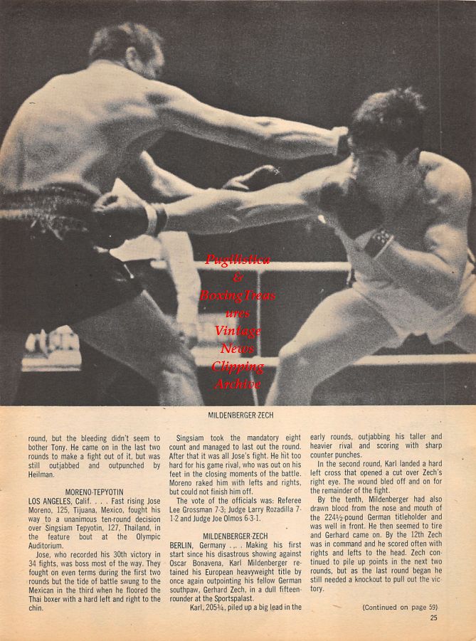 Boxing News Clipping #1015 - Karl Mildenberger vs. Gerhard Zech, Nate Brooks, Ernie Terrell
