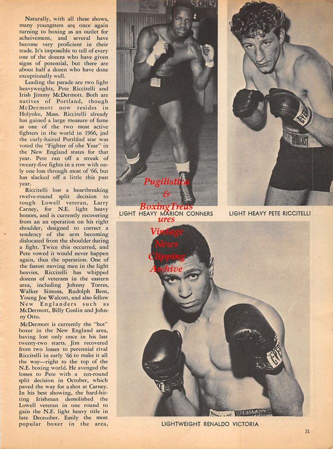 Boxing News Clipping #1018 - Billy McCluskey, Leo Difiore, Marion Conners, Pete Riccitelli, Renaldo Victoria