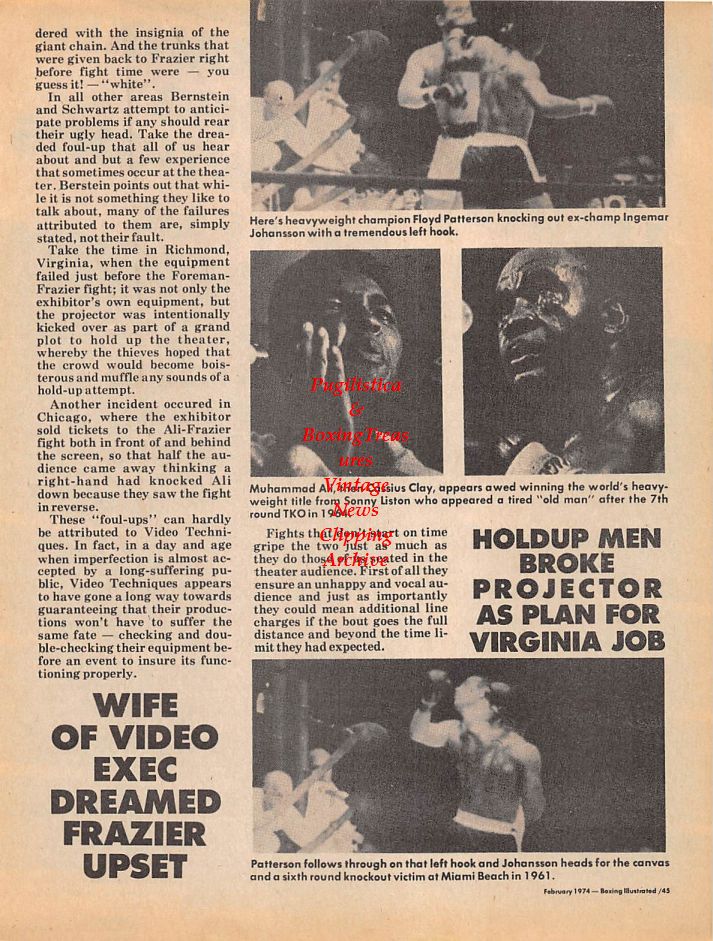 Boxing News Clipping #102 - Len Hutchins, Eddie "Red Top" Davis, Closed Circuit Boxing, Floyd Patterson, Muhammad Ali