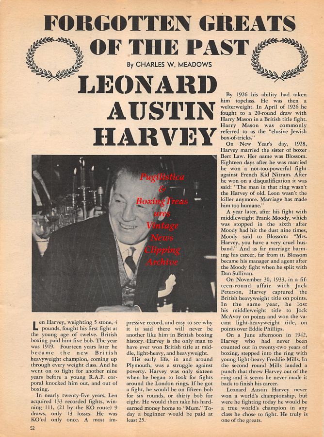 Boxing News Clipping #1028 - Leonard Austin Harvey, Bill Douglas, Tom Glencross, Ronnie Sampson, Pat Murphy