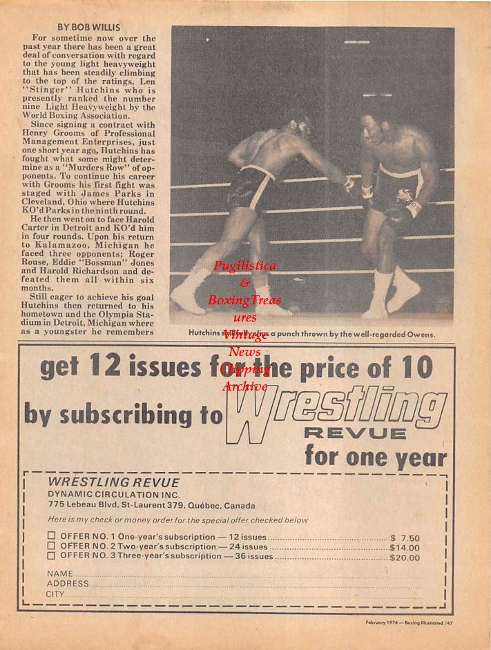 Boxing News Clipping #103 - Len Hutchins, Al Sparks, Eddie Owens