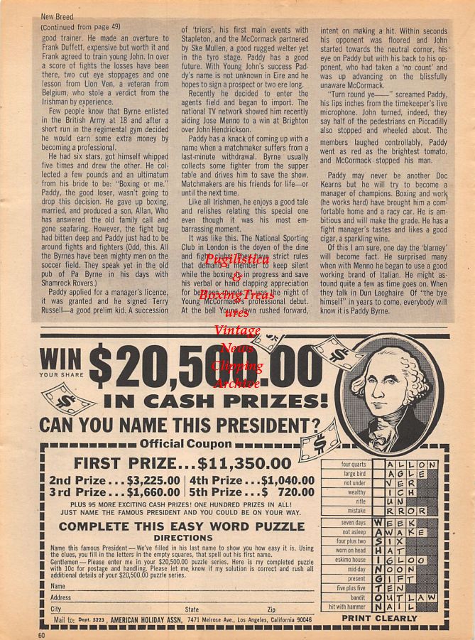 Boxing News Clipping #1030 - Jimmy Wilde