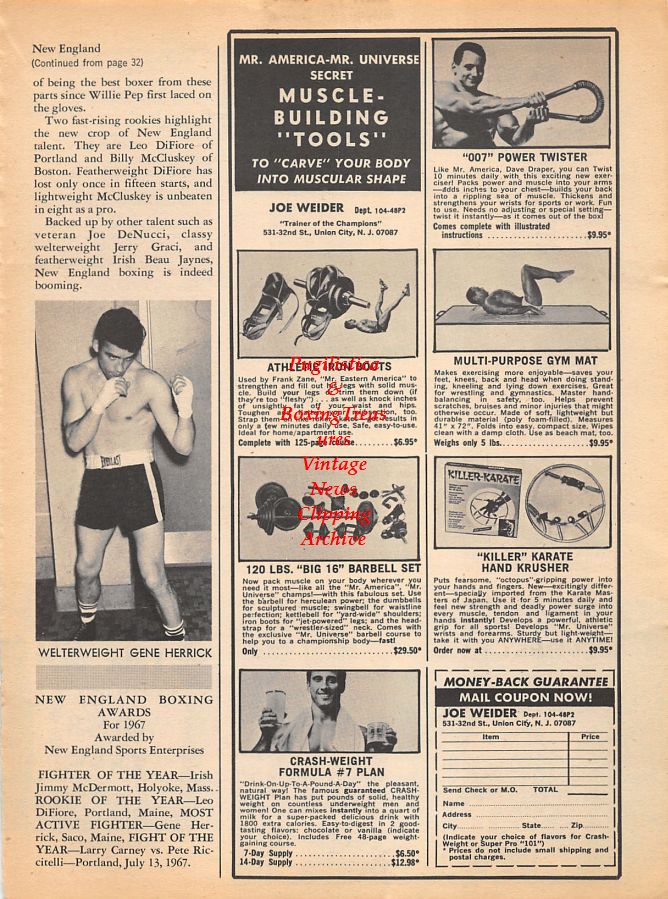 Boxing News Clipping #1031 - Gene Herrick, Dick Tiger, Gene Fullmer and Tony Zale