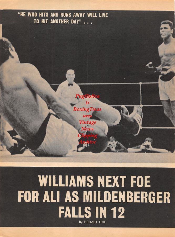 Boxing News Clipping #1036 - Muhammad Ali vs. Karl Mildenberger, Flash Elorde, Horacio Accavallo