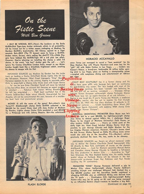 Boxing News Clipping #1036 - Muhammad Ali vs. Karl Mildenberger, Flash Elorde, Horacio Accavallo