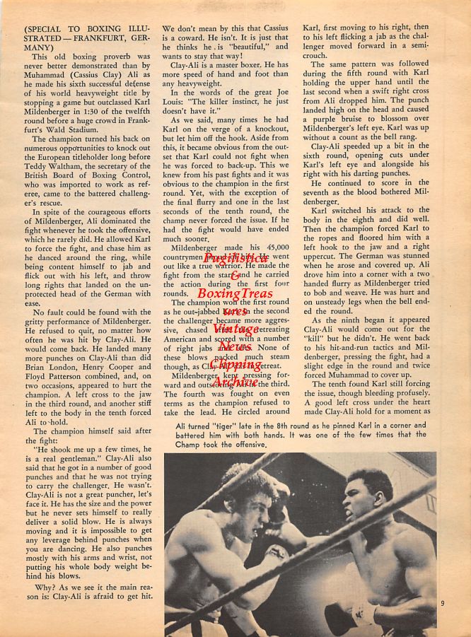 Boxing News Clipping #1037 - Muhammad Ali vs. Karl Mildenberger