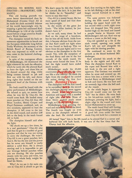 Boxing News Clipping #1037 - Muhammad Ali vs. Karl Mildenberger