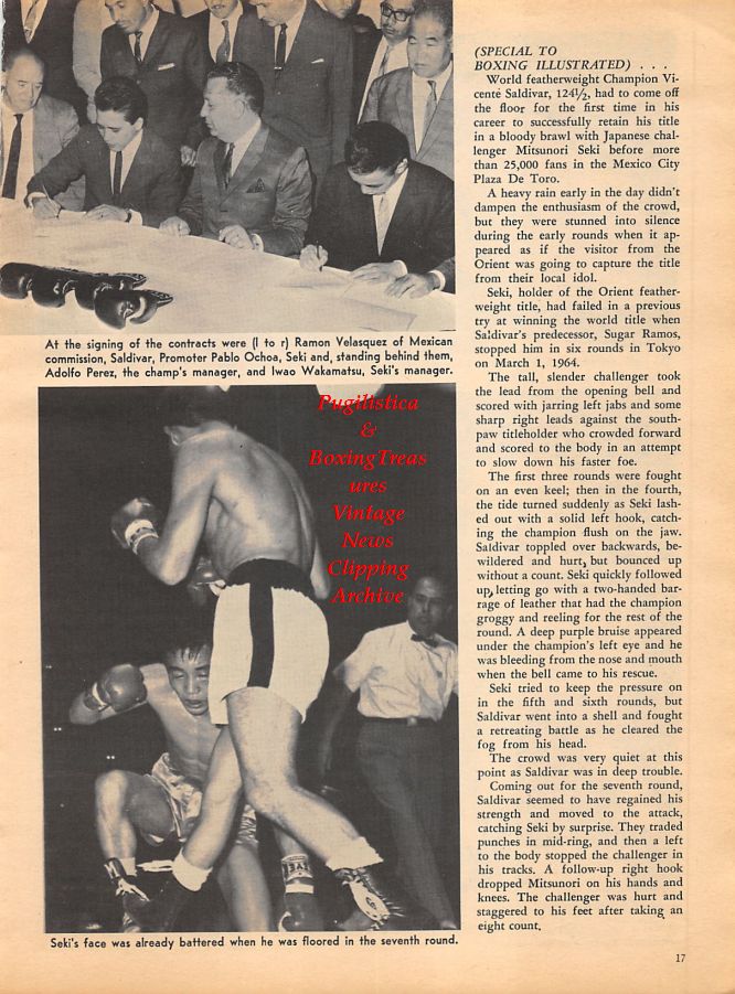 Boxing News Clipping #1040 - Vicente Saldivar vs. Mitsunori Seki