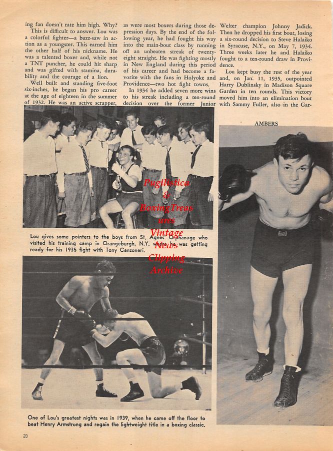 Boxing News Clipping #1041 - "The Herkimer Hurricane" Lou Ambers