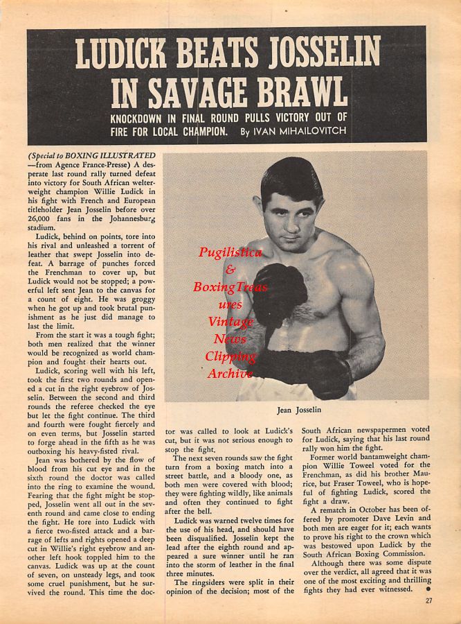 Boxing News Clipping #1045 - Jean Josselin, Lennox Beckles vs. Eddie Perkins