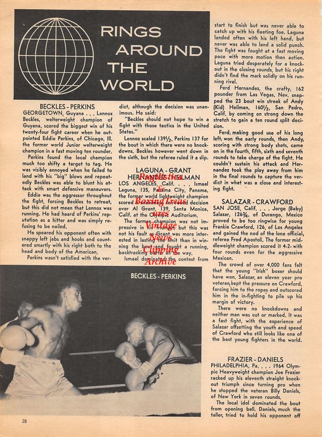 Boxing News Clipping #1045 - Jean Josselin, Lennox Beckles vs. Eddie Perkins