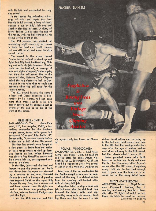 Boxing News Clipping #1046 - Eddie Cotton vs. Jose Torres, Joe Frazier vs. Billy Daniels