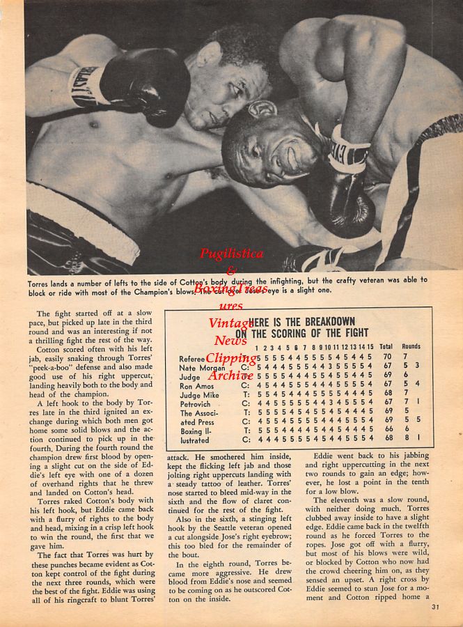 Boxing News Clipping #1047 - Eddie Cotton vs. Jose Torres