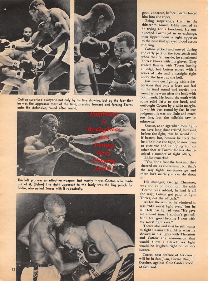 Boxing News Clipping #1047 - Eddie Cotton vs. Jose Torres
