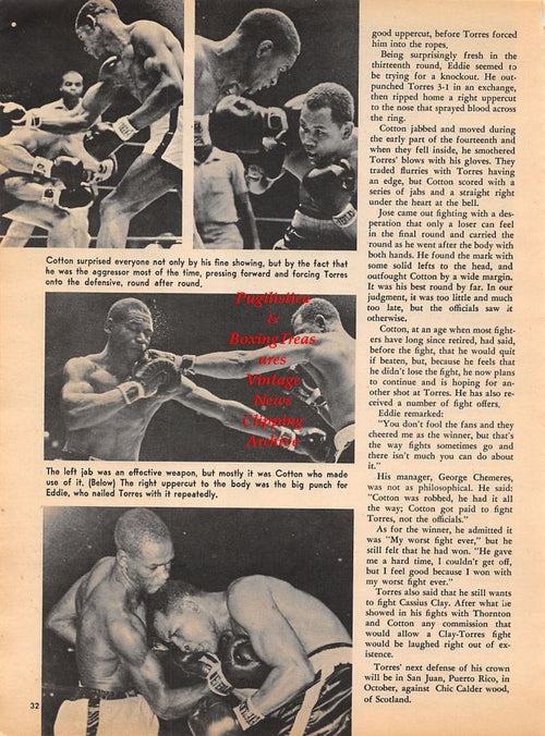 Boxing News Clipping #1047 - Eddie Cotton vs. Jose Torres