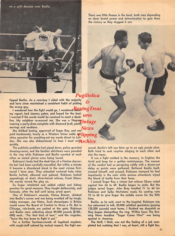 Boxing News Clipping #1052 - Jim Wicks, Henry Cooper, Sugar Ray Robinson vs. Carmen Basilio