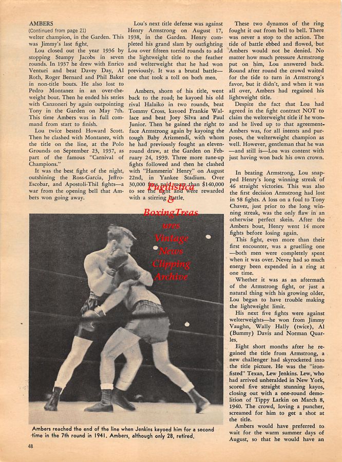 Boxing News Clipping #1055 - Bobby Valdez vs. Rodolfo Gonzalez, Lew Jenkins vs. Lou Ambers