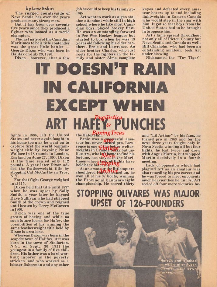 Boxing News Clipping #106 - Art Hafey, George Dixon