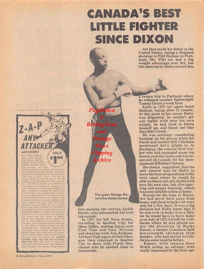 Boxing News Clipping #106 - Art Hafey, George Dixon