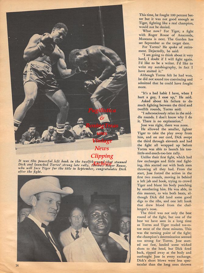 Boxing News Clipping #1063 - Dick Tiger vs. Jose Torres, Roger Rouse