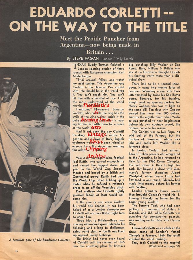 Boxing News Clipping #1064 - Eduardo Corletti, Dick Tiger vs. Jose Torres