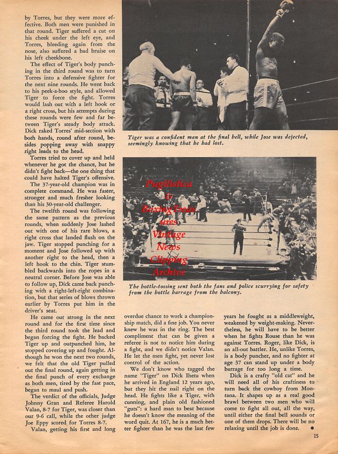 Boxing News Clipping #1064 - Eduardo Corletti, Dick Tiger vs. Jose Torres