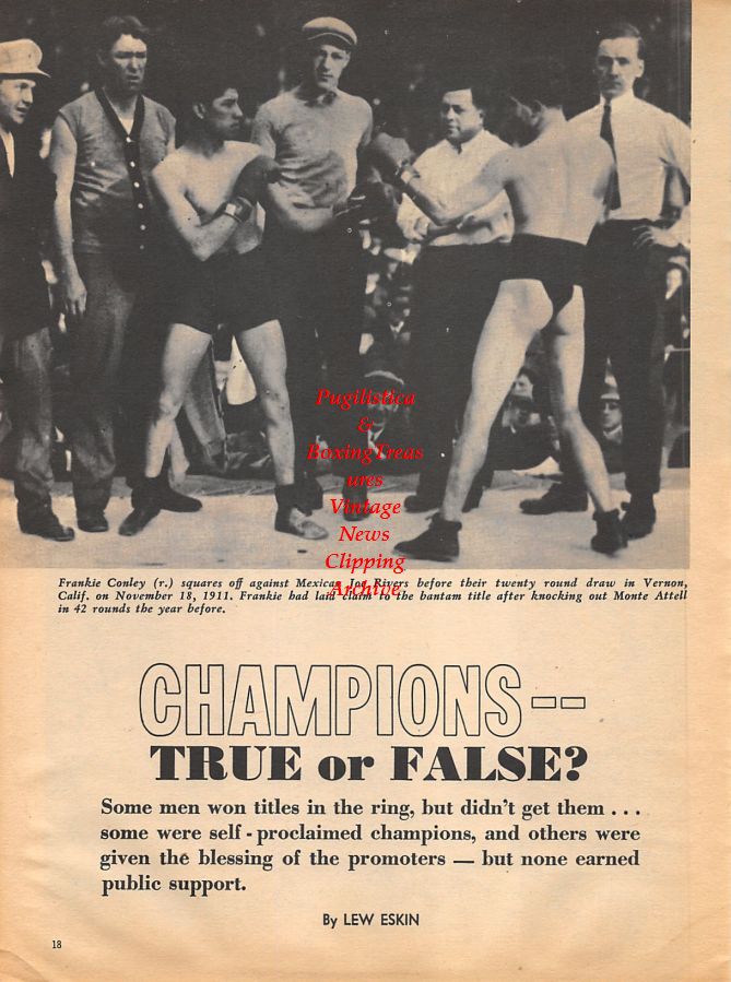 Boxing News Clipping #1065 - Frankie Conley vs. Mexican Joe Rivers, Eduardo Corletti vs. George Chuvalo and Joe Bygraves