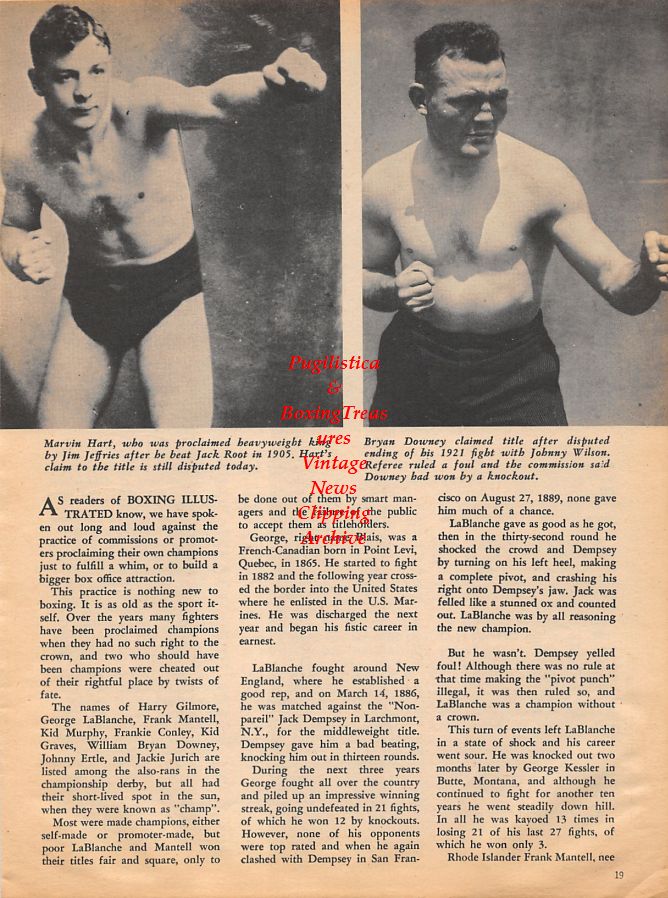 Boxing News Clipping #1066 - Marvin Hart, Bryan Downey, Harry Gilmore