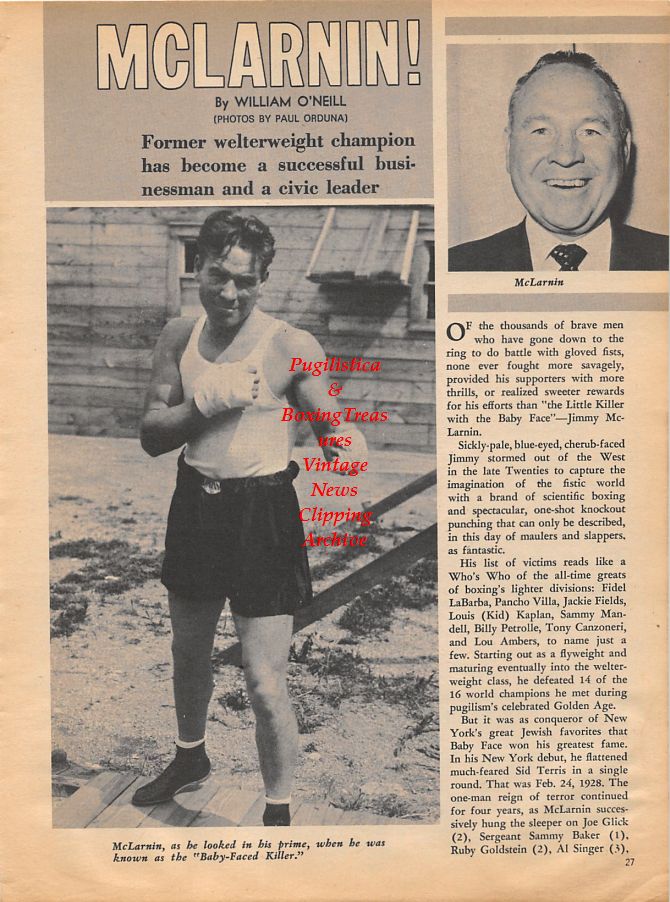 Boxing News Clipping #1069 - Jimmy McLarnin, Pop Foster, Sam Pian, Eddie Dyer, Bill Farnsworth