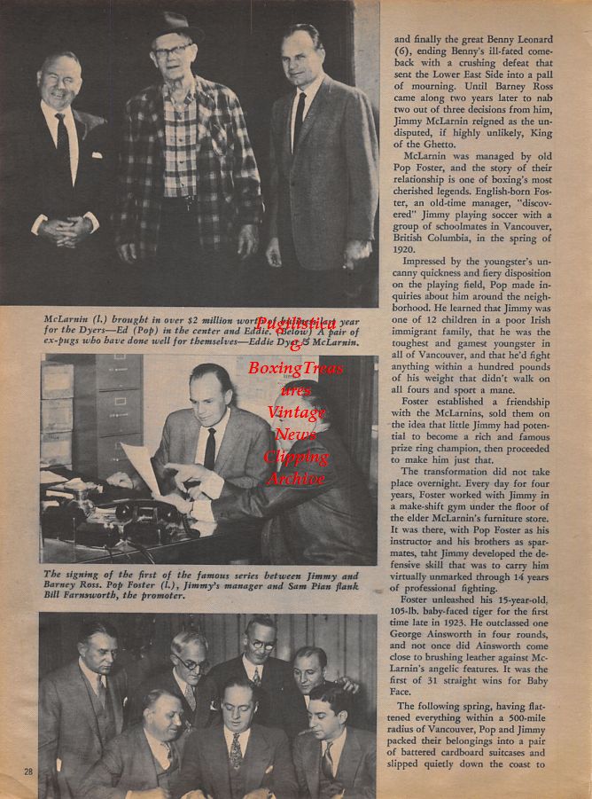 Boxing News Clipping #1069 - Jimmy McLarnin, Pop Foster, Sam Pian, Eddie Dyer, Bill Farnsworth