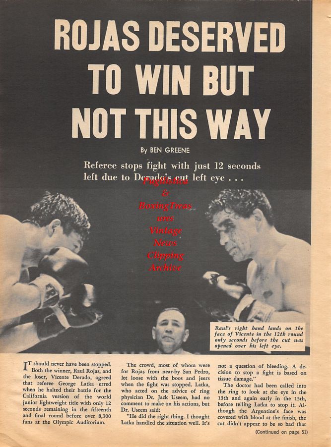 Boxing News Clipping #1070 - Raul Rojas vs. Vicente Derado, Jimmy McLarnin vs. Young Corbett III