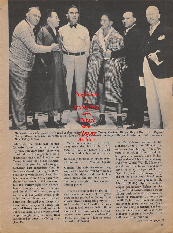 Boxing News Clipping #1070 - Raul Rojas vs. Vicente Derado, Jimmy McLarnin vs. Young Corbett III
