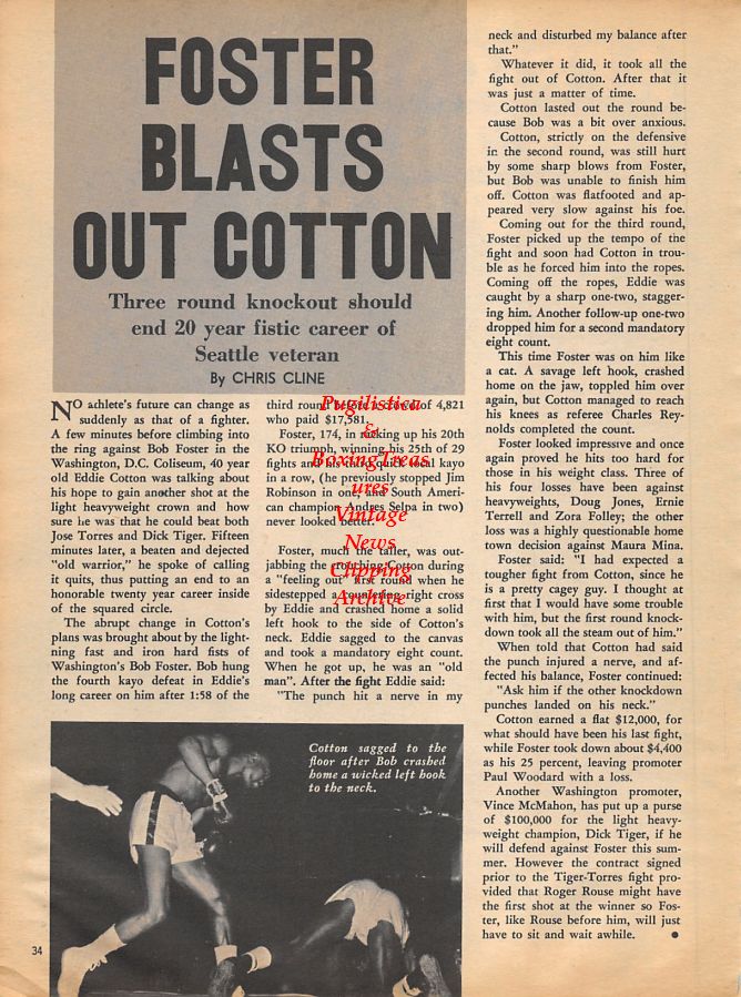 Boxing News Clipping #1072 - Joe Tetteh, Teddy Meho, Ernest Musso, Ray Adigan, Peter Cobblah, Eddie Cotton vs. Bob Foster