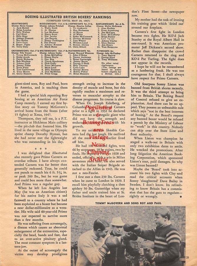 Boxing News Clipping #1075 - Harry Gibbs, Tommy McGovern