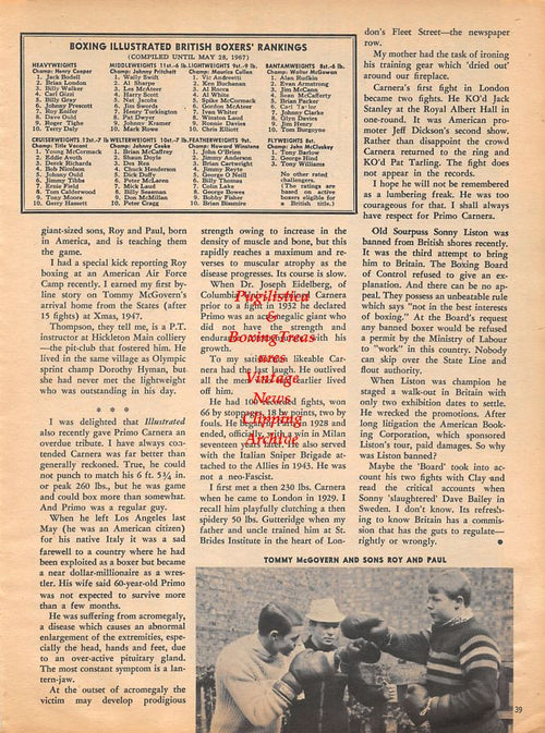Boxing News Clipping #1075 - Harry Gibbs, Tommy McGovern