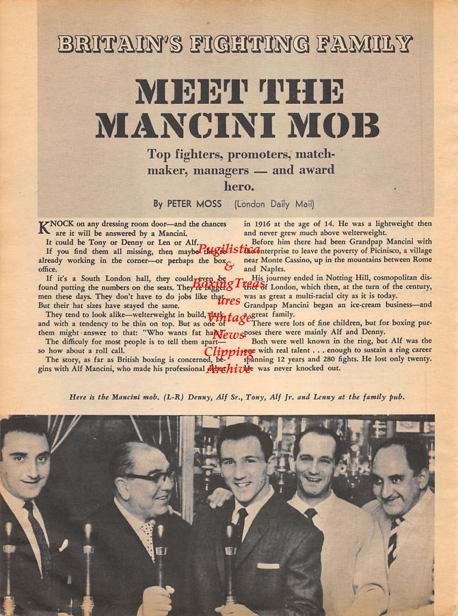 Boxing News Clipping #1076 - "Britain's Fighting Family" Meet The Mancini Mob