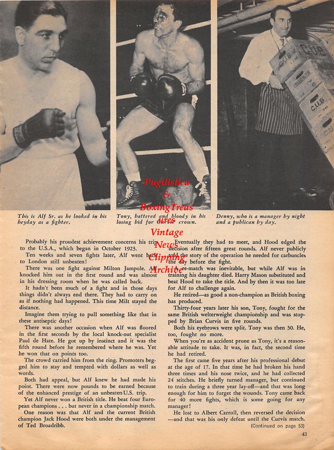 Boxing News Clipping #1077 - Carmela Coscia, Felix Said Brami vs. Sean McCafferty, Alf Mancini Sr., Tony Mancini, Denny Mancini