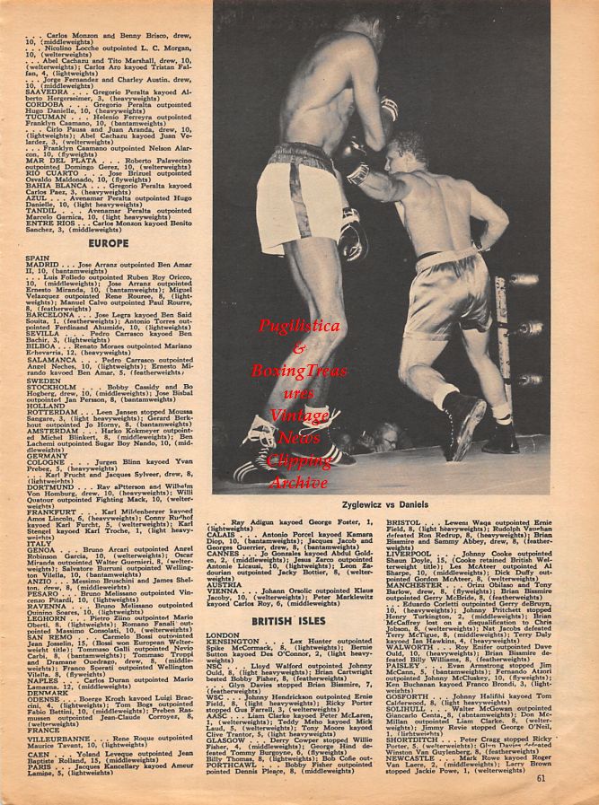 Boxing News Clipping #1084 - Dave Zyglewicz vs. Billy Daniels, Jess Willard, Lionel Rose