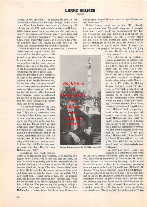 Boxing News Clipping #1087 - Larry Holmes, Charley Spaziani