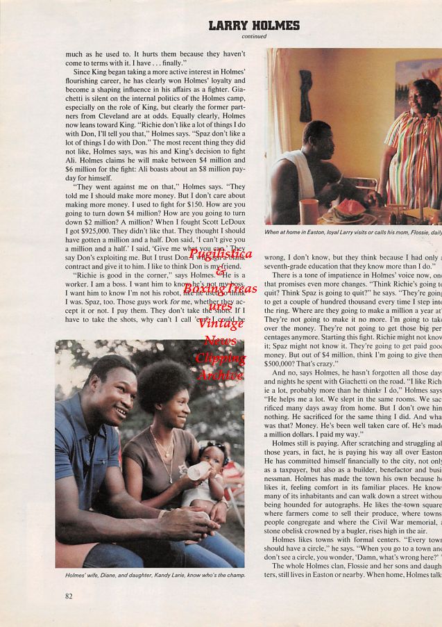 Boxing News Clipping #1088 - Larry Holmes and family