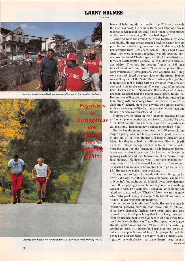 Boxing News Clipping #1089 - Larry Holmes, Keith Kleven, Easton PA