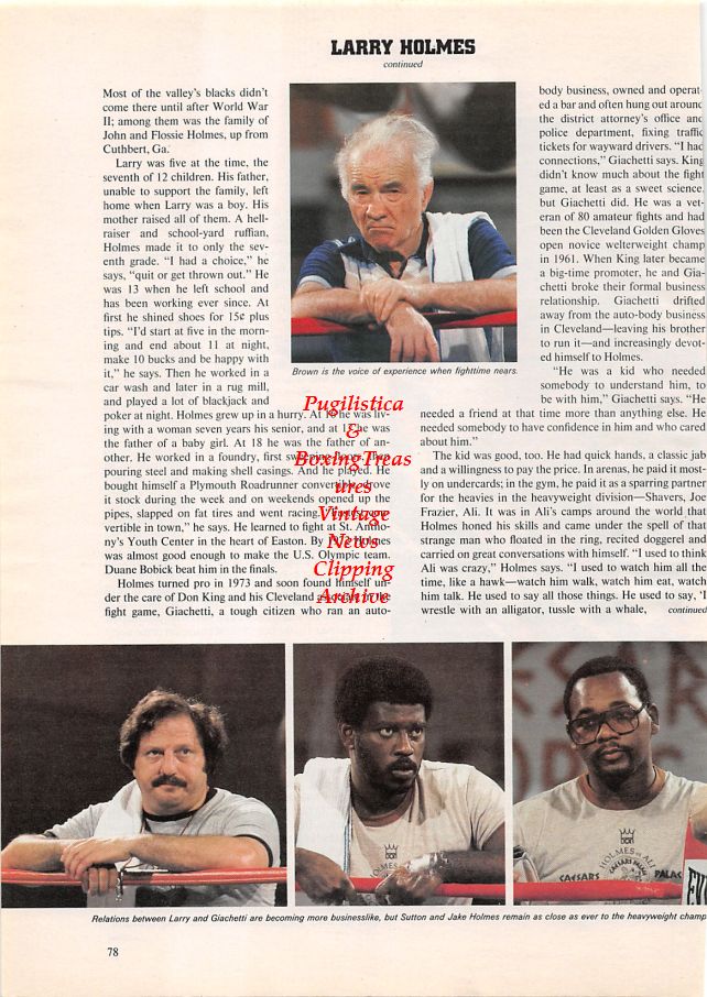 Boxing News Clipping #1090 - Freddie Brown, Larry Holmes, Ritchie Giachetti, Eddie Sutton, Jake Holmes, Keith Kleven