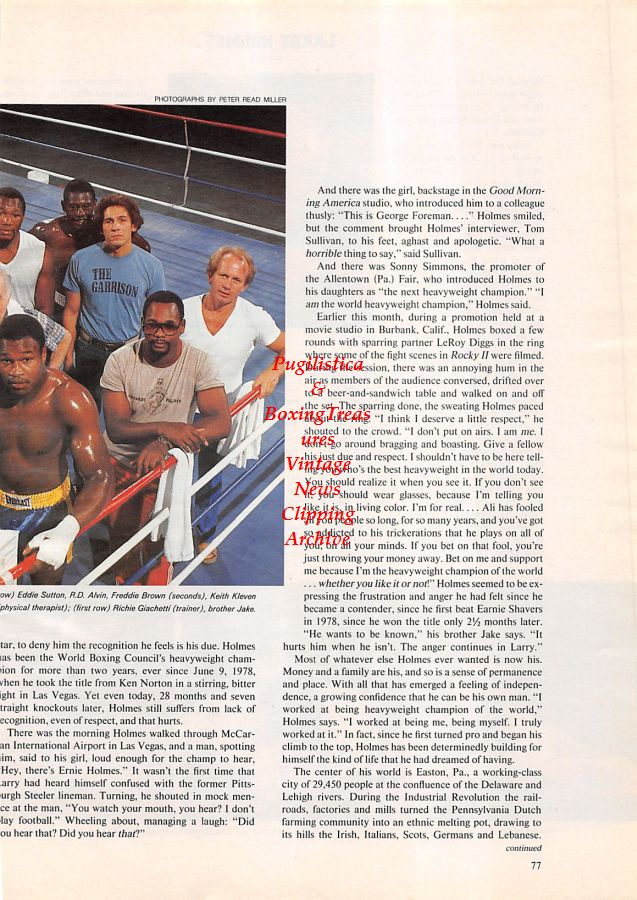 Boxing News Clipping #1090 - Freddie Brown, Larry Holmes, Ritchie Giachetti, Eddie Sutton, Jake Holmes, Keith Kleven
