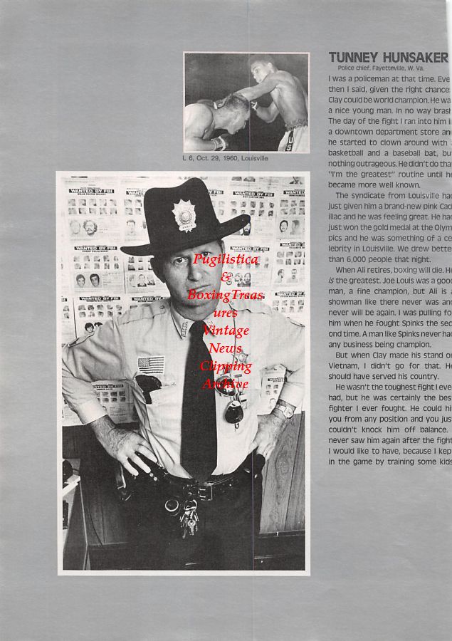 Boxing News Clipping #1096 - Tunney Hunsaker, Muhammad Ali
