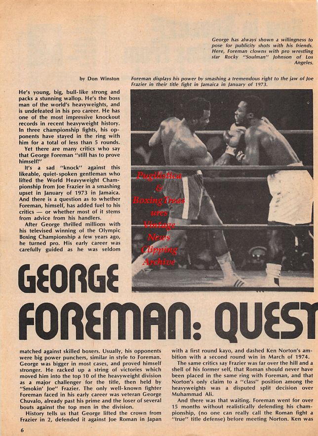 Boxing News Clipping #1099 - George Foreman vs. Joe Frazier
