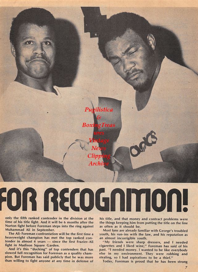 Boxing News Clipping #1100 - George Foreman, Ken Norton