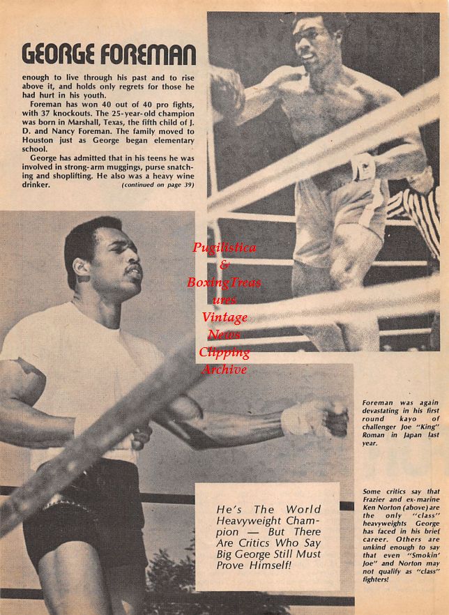 Boxing News Clipping #1100 - George Foreman, Ken Norton