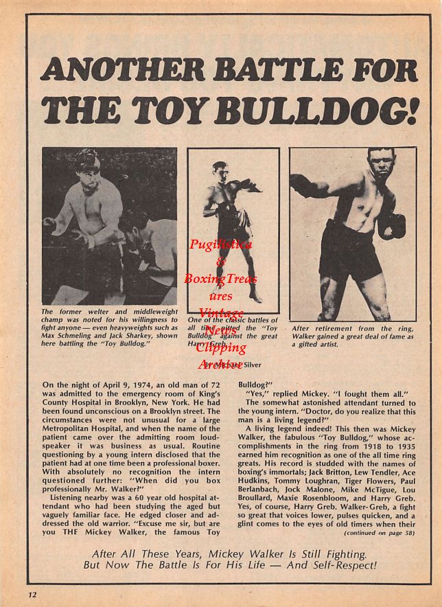 Boxing News Clipping #1102 - "Another Battle For The Toy Bulldog" Mickey Walker